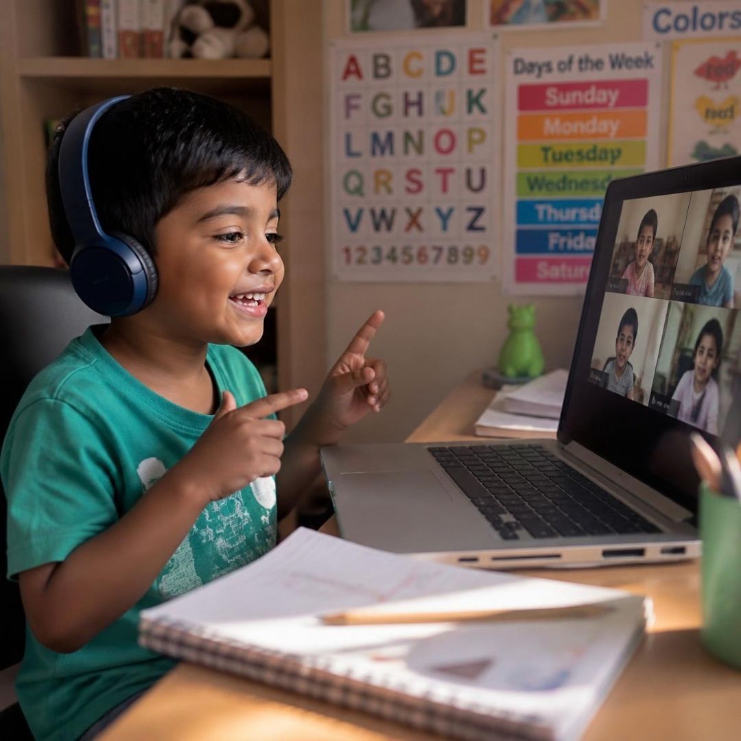 Indian children enjoying a joyful learning activity