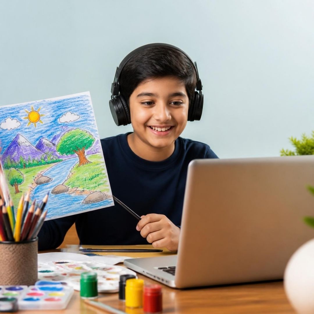 Indian children enjoying a joyful learning activity