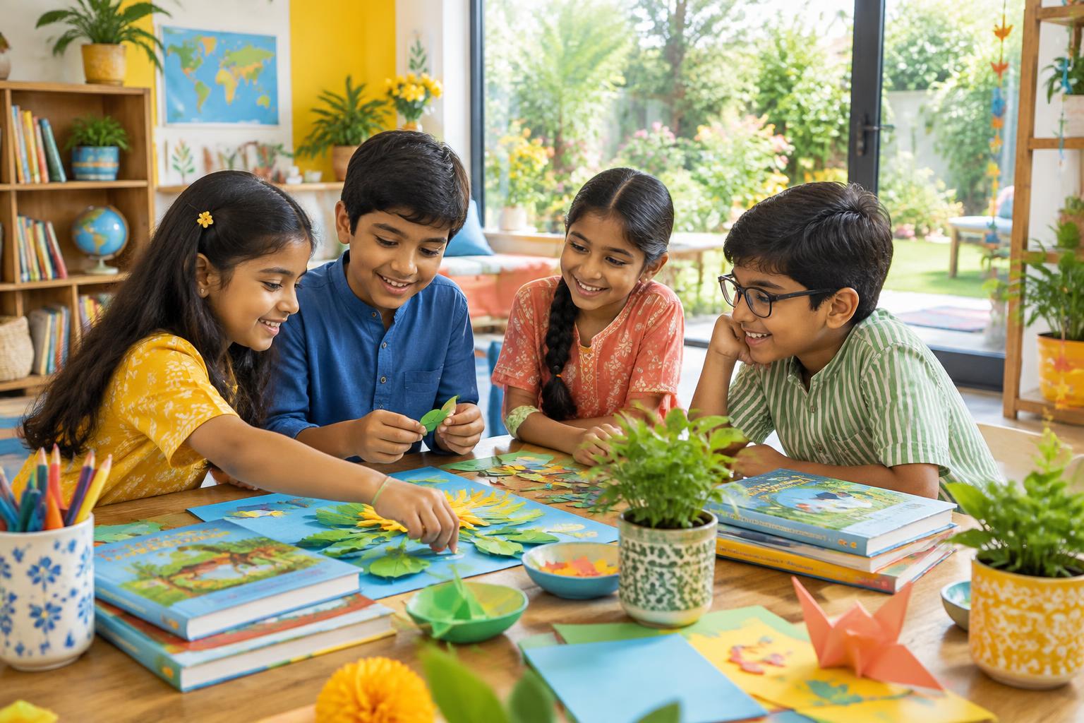 Indian children enjoying a joyful learning activity