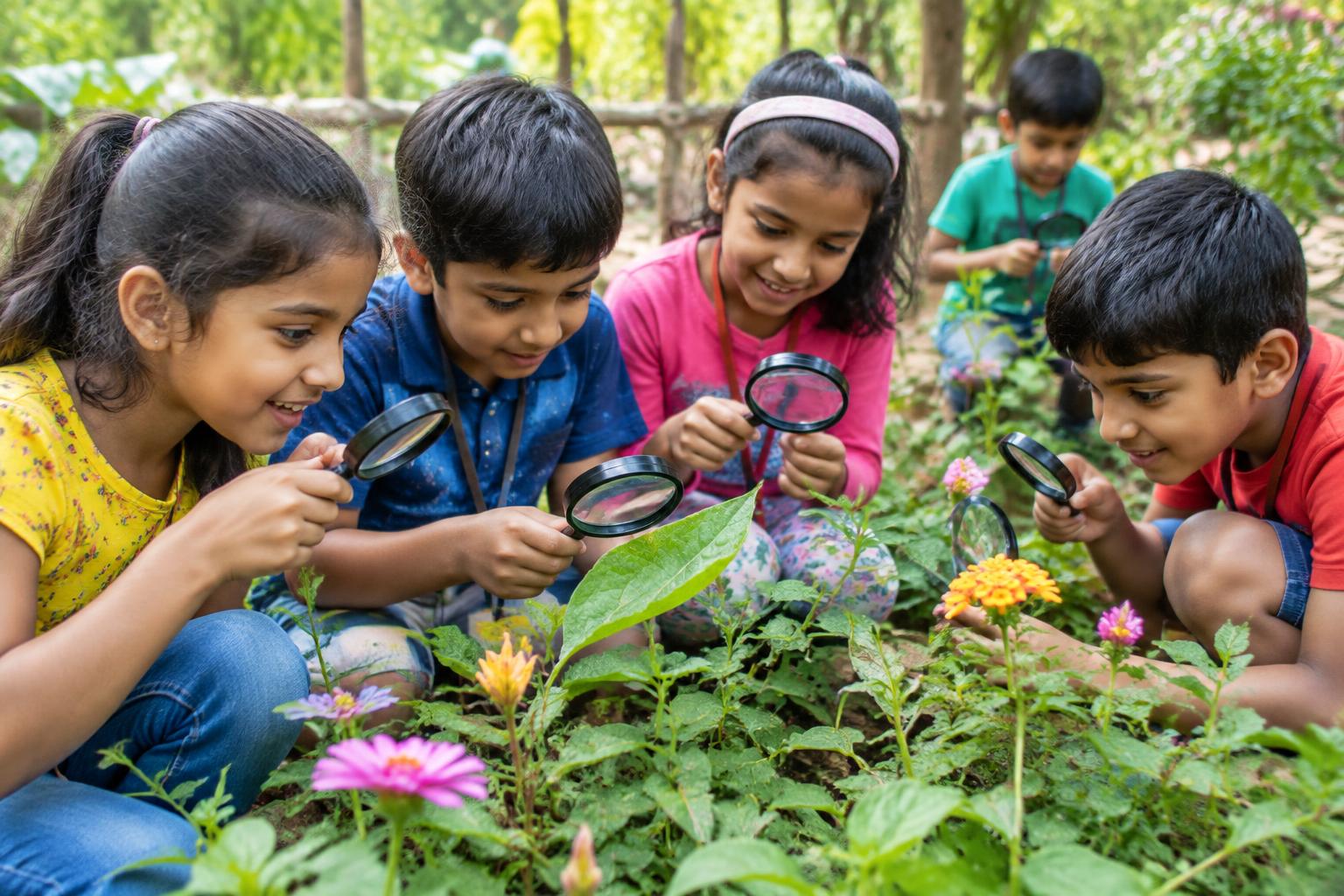 Indian children enjoying a joyful learning activity