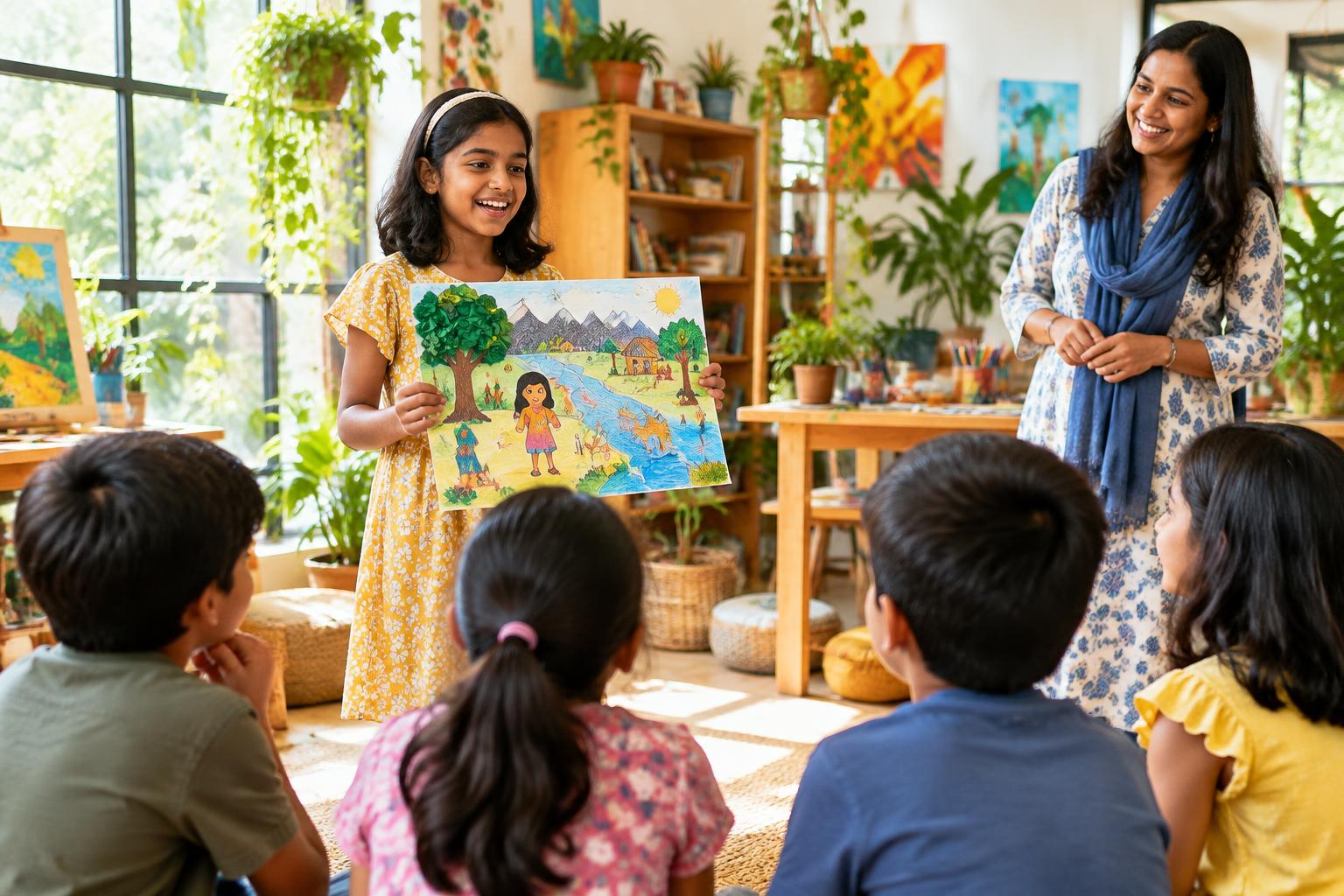 Storytelling turns speaking practice into play.